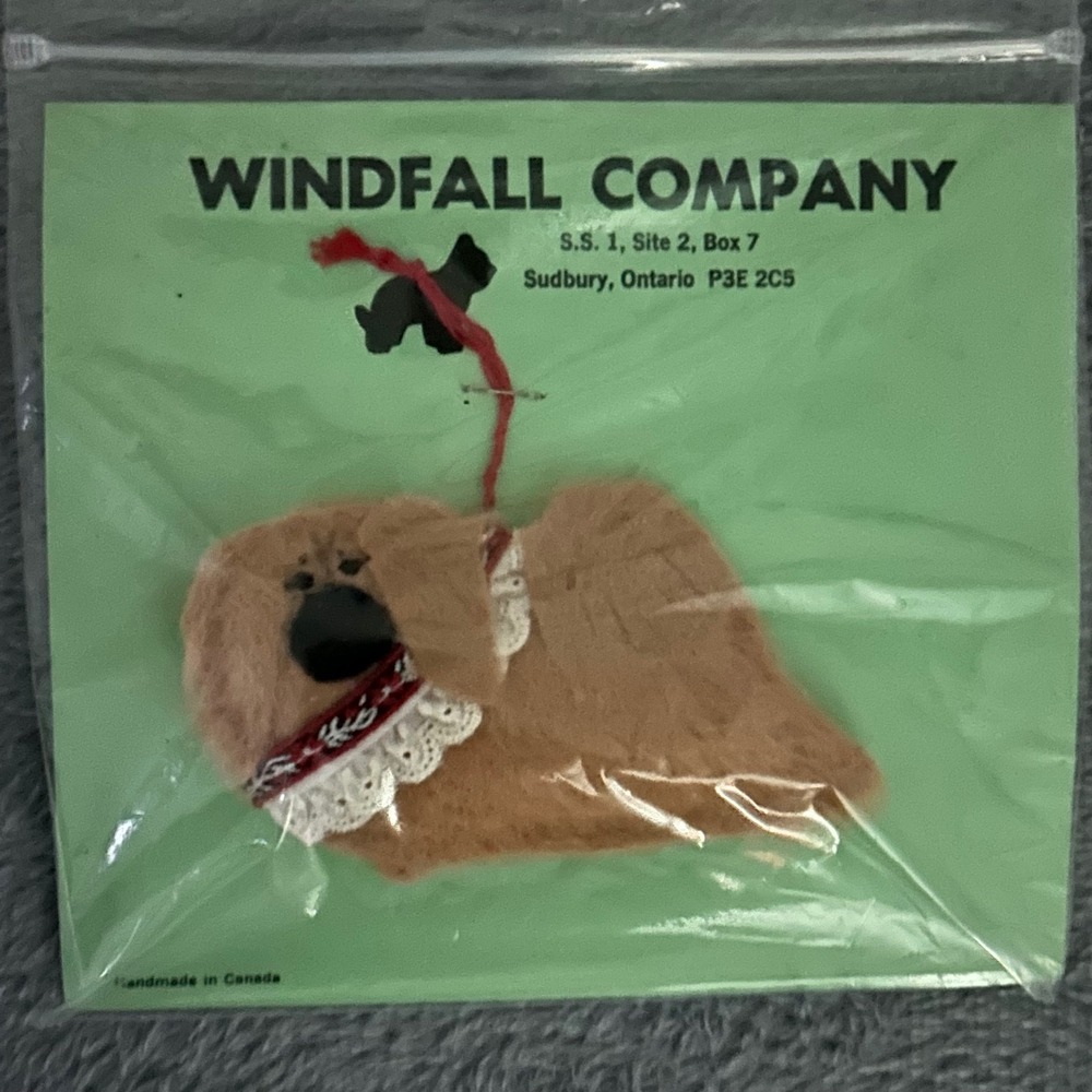 Vintage Windfall Company Briard Dog Christmas Ornament Handmade in‎ Canada